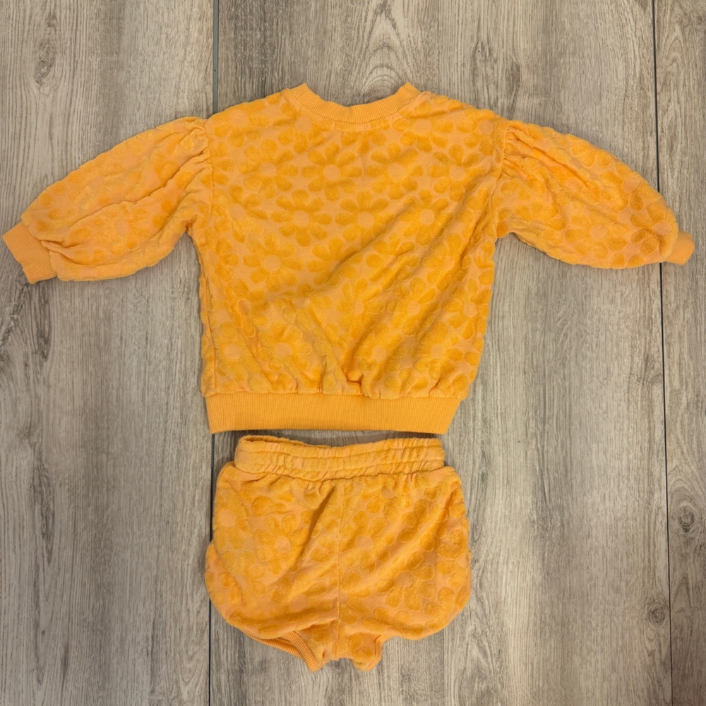 Orange Textured  flower Toddler Outfit